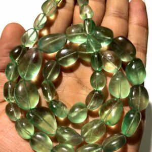 Natural Zambian Green Fluorite Smooth Nuggets Beads Fluorite 22” Strand Fluorite Smooth Polished Nuggets Shape Beads Fluorite Gemstone Beads