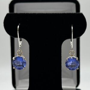 4.6ctw Blue Fluorite Earrings Sterling Silver Leverback Trending Jewelry Gift Holiday Jewelry