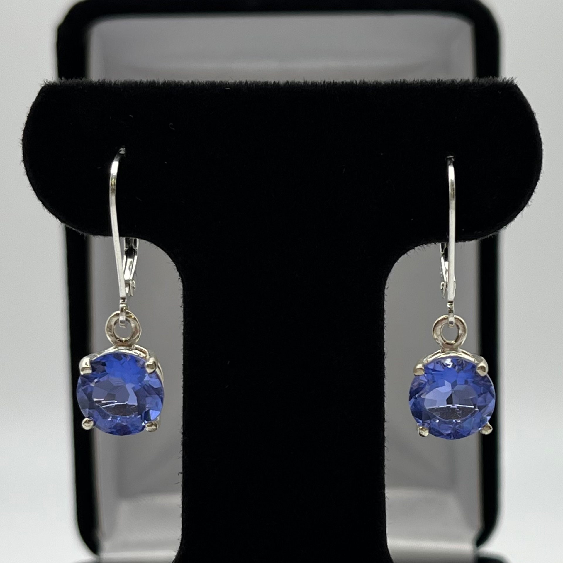4.6ctw Blue Fluorite Earrings Sterling Silver Leverback Trending Jewelry Gift Holiday Jewelry