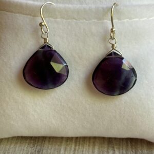 Faceted Fluorite Earrings, Sterling Silver Wire Wrapped, Usa Handcrafted