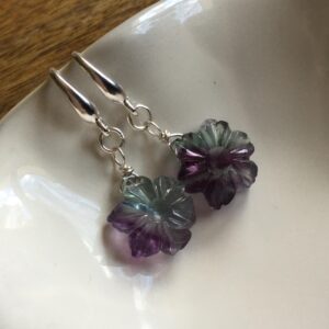 Fluorite flower earrings