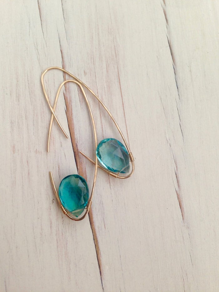 Fluorite Earrings: Gold Filled Hoop, Gemstone Jewelry