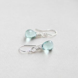 Fluorite Green Quartz Earrings: Sterling Silver or 14k Gold Filled, Dainty Drop
