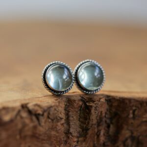 Fluorite Traditional Posts - Sterling Silver - Green Fluorite Post Earrings