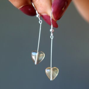 Fluorite Earrings Yellow Heart Smile Sunshine Gems Sterling Silver