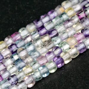 2x2mm Multicolor Fluorite Beads Faceted Cube Grade Aaa Genuine Natural Gemstone Half Strand Loose Beads 15" Bulk Lot Options (117019-2936)