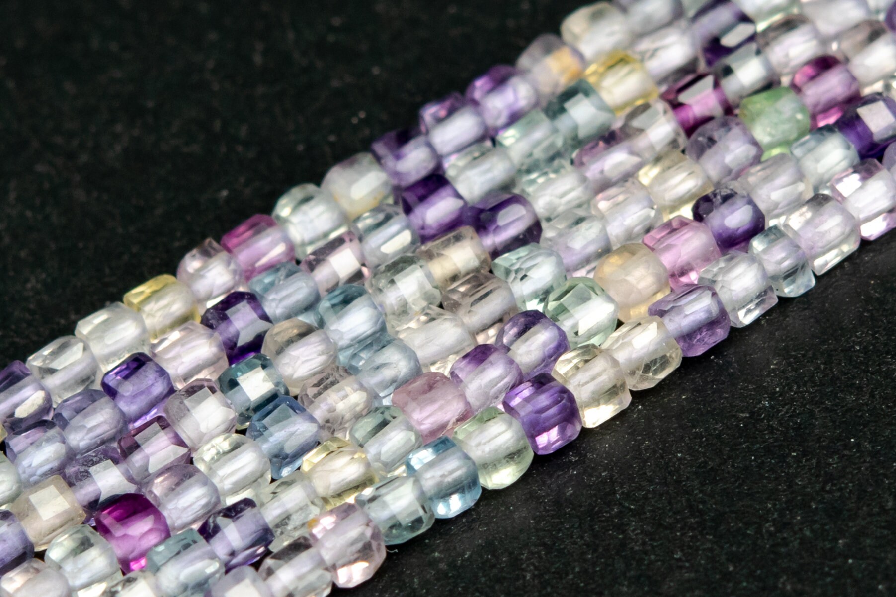 2x2mm Multicolor Fluorite Beads Faceted Cube Grade Aaa Genuine Natural Gemstone Half Strand Loose Beads 15" Bulk Lot Options (117019-2936)