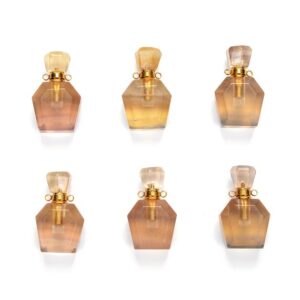 34X21X13MM Natural Yellow Fluorite Gemstone Perfume Bottle Pendant Faceted, Essential Oil Bottle Beads 1 Bead (80017231-P70)