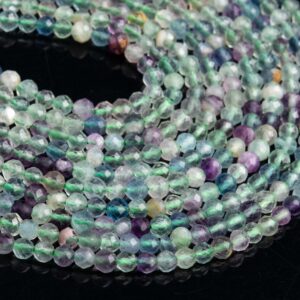 4mm Multicolor Fluorite Beads Grade Aaa Genuine Natural Gemstone Full Strand Faceted Round Loose Beads 15" Bulk Lot Options (107676-2504)