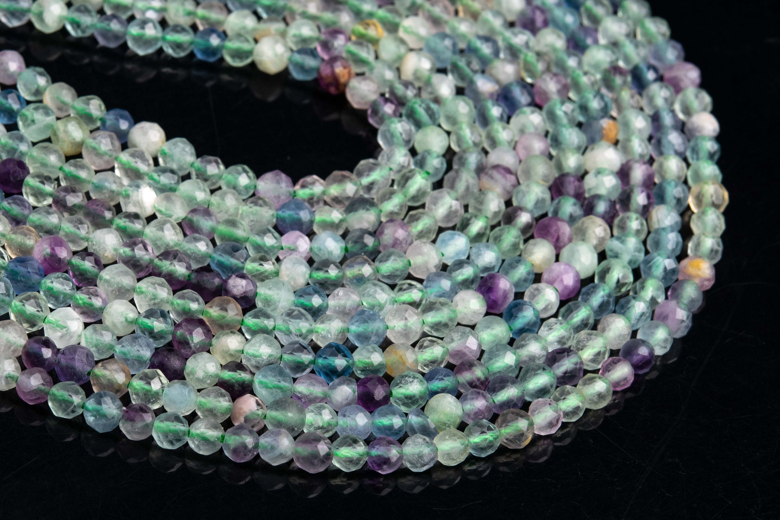 4mm Multicolor Fluorite Beads Grade Aaa Genuine Natural Gemstone Full Strand Faceted Round Loose Beads 15" Bulk Lot Options (107676-2504)