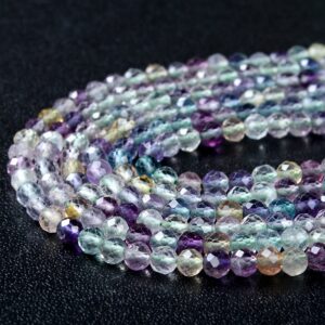 4mm Natural Multi Color Fluorite Gemstone Grade Aaa Micro Faceted Round Loose Beads 15 Inch Full Strand (80009376-p28)