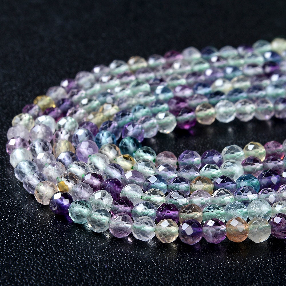 4mm Natural Multi Color Fluorite Gemstone Grade Aaa Micro Faceted Round Loose Beads 15 Inch Full Strand (80009376-p28)
