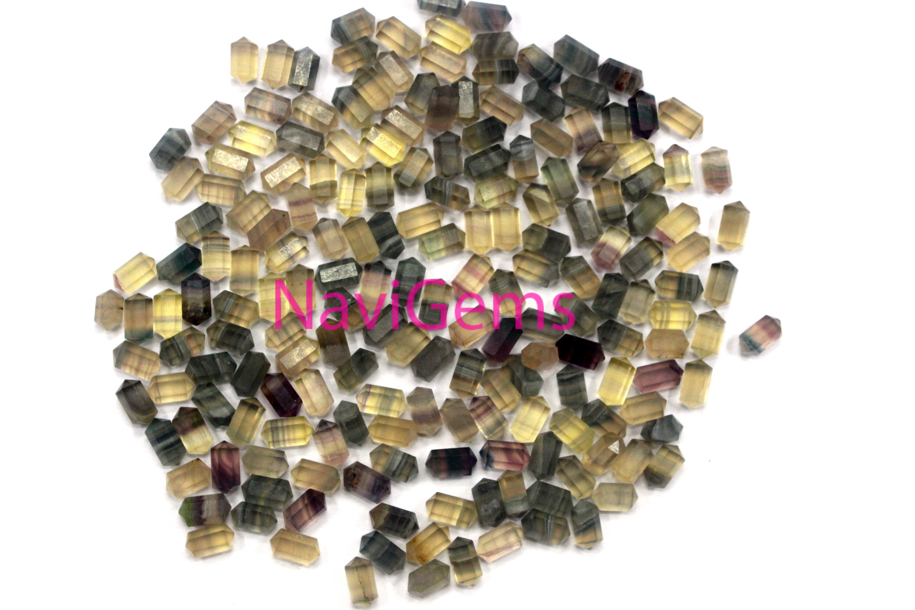 5 Faceted Fluorite Pencil Beads: Multi-color Gemstone Jewelry Making (5x10 Mm)