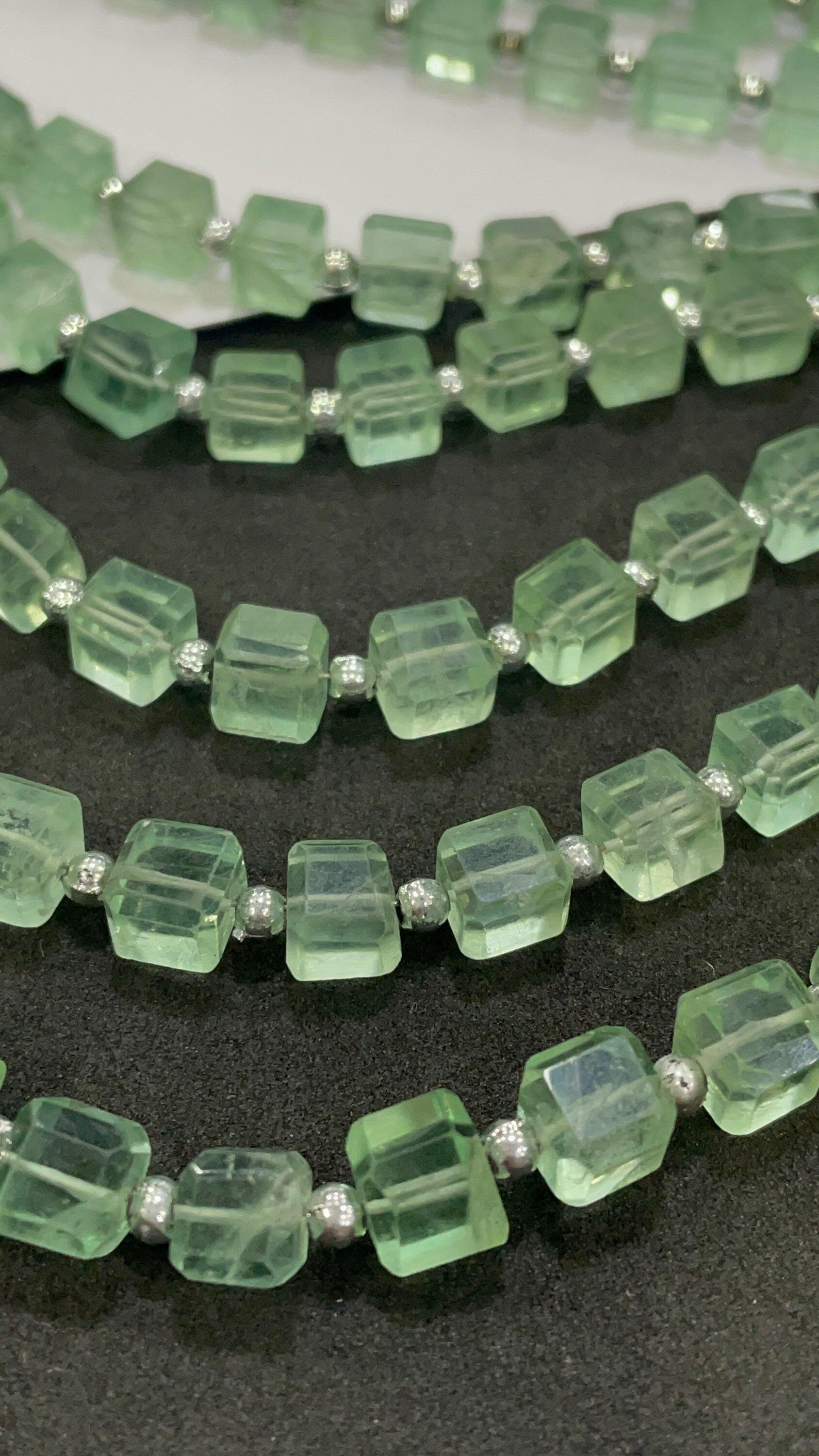 Aaa Natural Green Flourite Faceted Cube Box Step Cut Gemstone Beads, High Quality Size 6.5-7 Mm Loose Beads, 8 Inch Strand Semi Precious