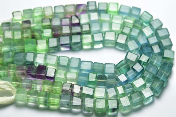 Beautiful Fluorite Cube Bedas - 4.5 Inches - Natural Faceted Fluorite Box Cubes Beads - Size Is 7-7.5mm #1828 Beautiful Fluorite Cube Bedas - 4.5 Inches - Natural Faceted Fluorite Box Cubes Beads - Size Is 7-7.5mm #1828
