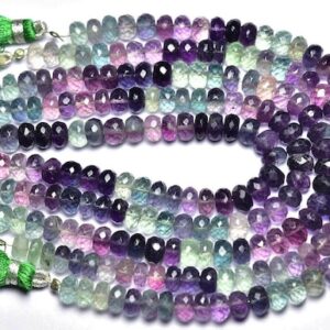 Beautiful Fluorite Rondelle Beads - 8 inches - Natural Faceted Multi Color fluorite Rondelle - Size is 6.5 - 7 mm #2558