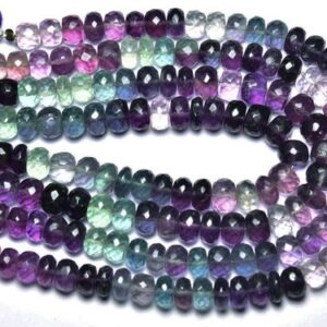 Beautiful Fluorite Rondelle Beads - 7 inches - Natural Faceted Multi Color fluorite  Rondelle - Size is 6.5 - 7 mm #2529