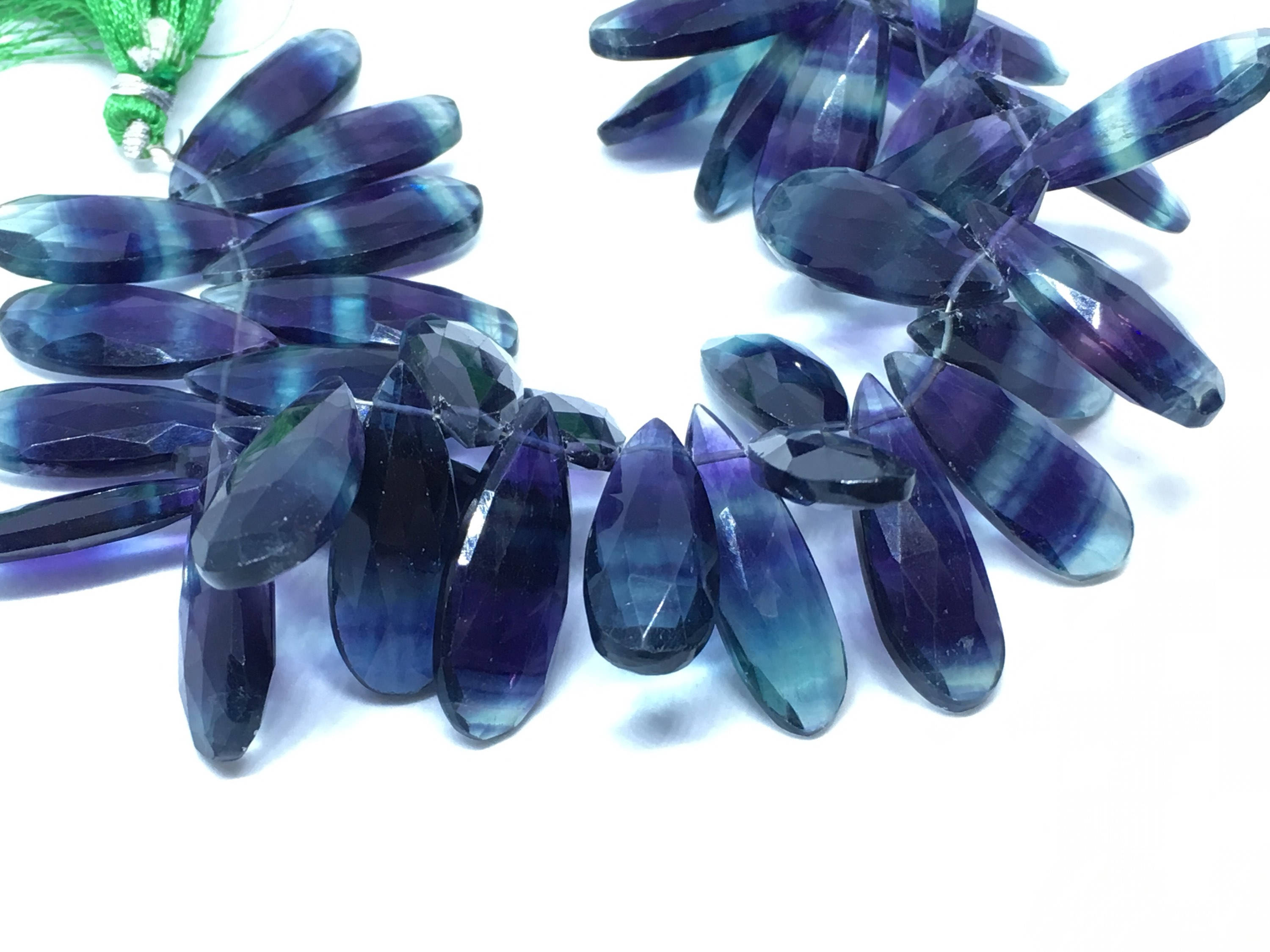 Independence Day Sale 40 Rare Pieces Aaa Multi Flourite Pear Faceted Beads,11 Mm Multi Flourite Long Elongated Beads ,one Of A Kind Beads