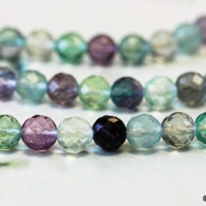 M/ Rainbow Fluorite 8mm/ 10mm Faceted Round Beads 16" Strand Natural Gemstone For Jewelry Making