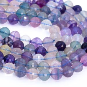 Multicolor Fluorite Beads Genuine Natural Grade Aaa Gemstone Micro Faceted Round Loose Beads 8mm 10mm Bulk Lot Options