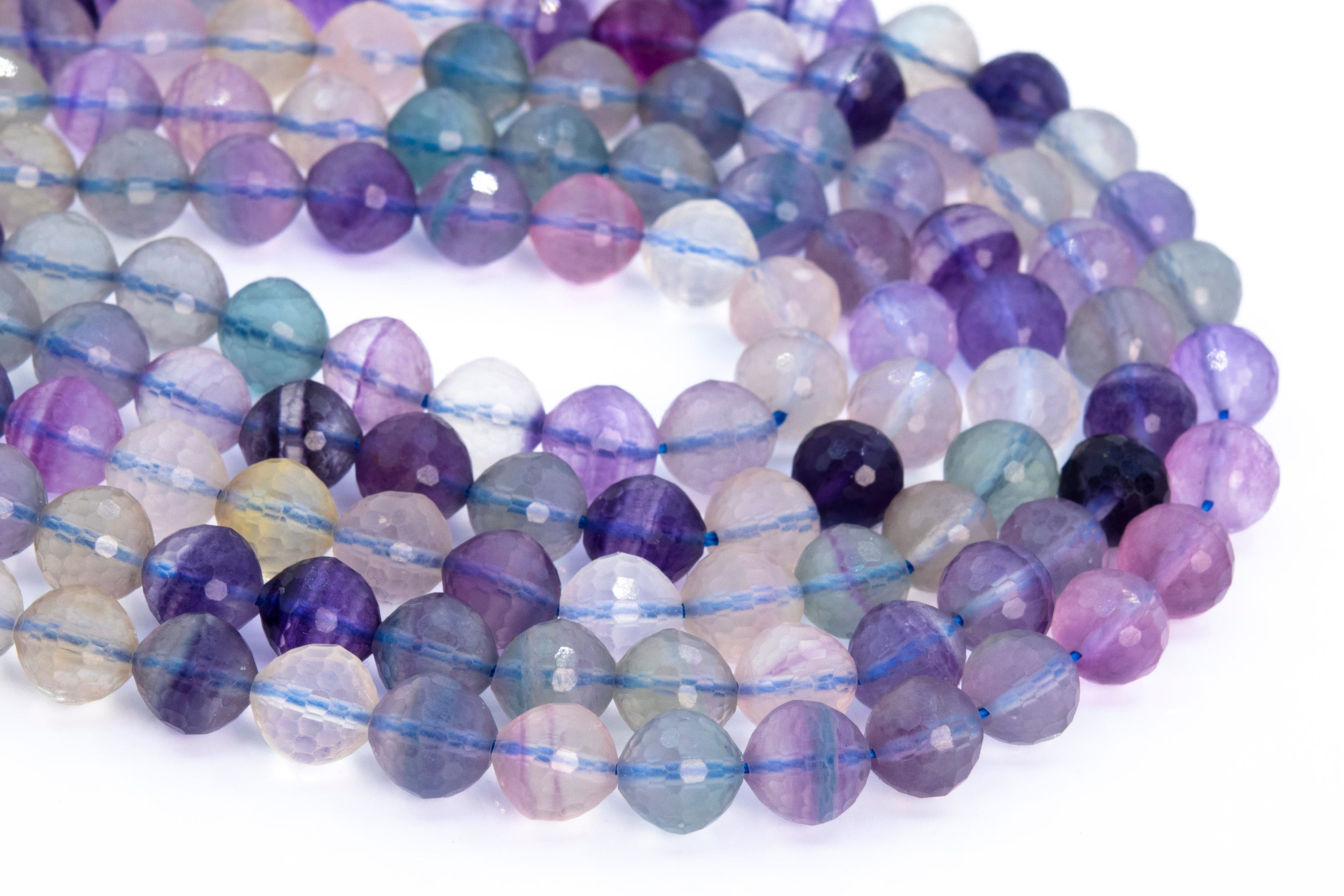 Multicolor Fluorite Beads Genuine Natural Grade Aaa Gemstone Micro Faceted Round Loose Beads 8mm 10mm Bulk Lot Options