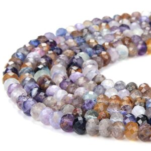 Natural Multi Color Fluorite Gemstone Grade Aa Micro Faceted Rondelle 4x3mm 6x4mm Loose Beads (p88)