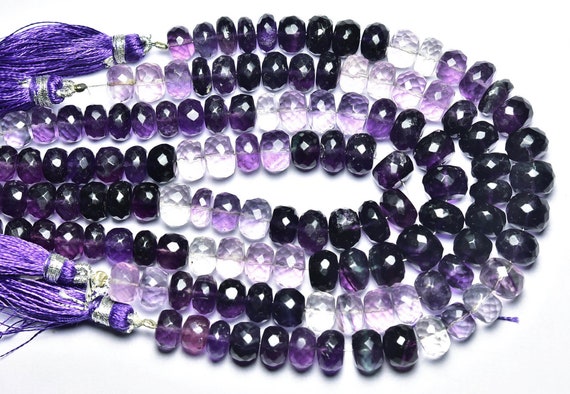 Fluorite Rondelle Beads - 8 Inches - Natural Faceted Multi Color Fluorite Rondelle - Size Is 8 - 9 Mm #2560