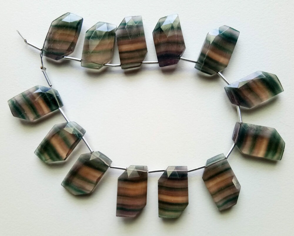 12x20mm Multi Fluorite Faceted Fancy Shape Bead, Natural Multi Fluorite Faceted Beads, Fluorite For Necklace (6pcs To 12pcs Option) 12x20mm Multi Fluorite Faceted Fancy Shape Bead, Natural Multi Fluorite Faceted Beads, Fluorite For Necklace (6pcs To 12pcs Option)