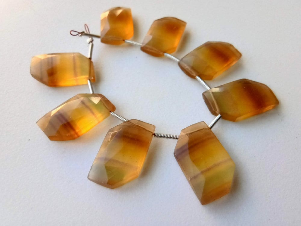 12x20mm Yellow Fluorite Faceted Fancy Shape Bead, Natural Yellow Fluorite Faceted Bead, Fluorite For Necklace (2.5in To 5in Option)