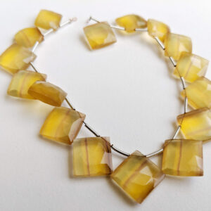 17-18mm Yellow Fluorite Faceted Rhombus Bead, Natural Yellow Fluorite Faceted Fancy Bead, Fluorite For Necklace (4in To 8in Option)