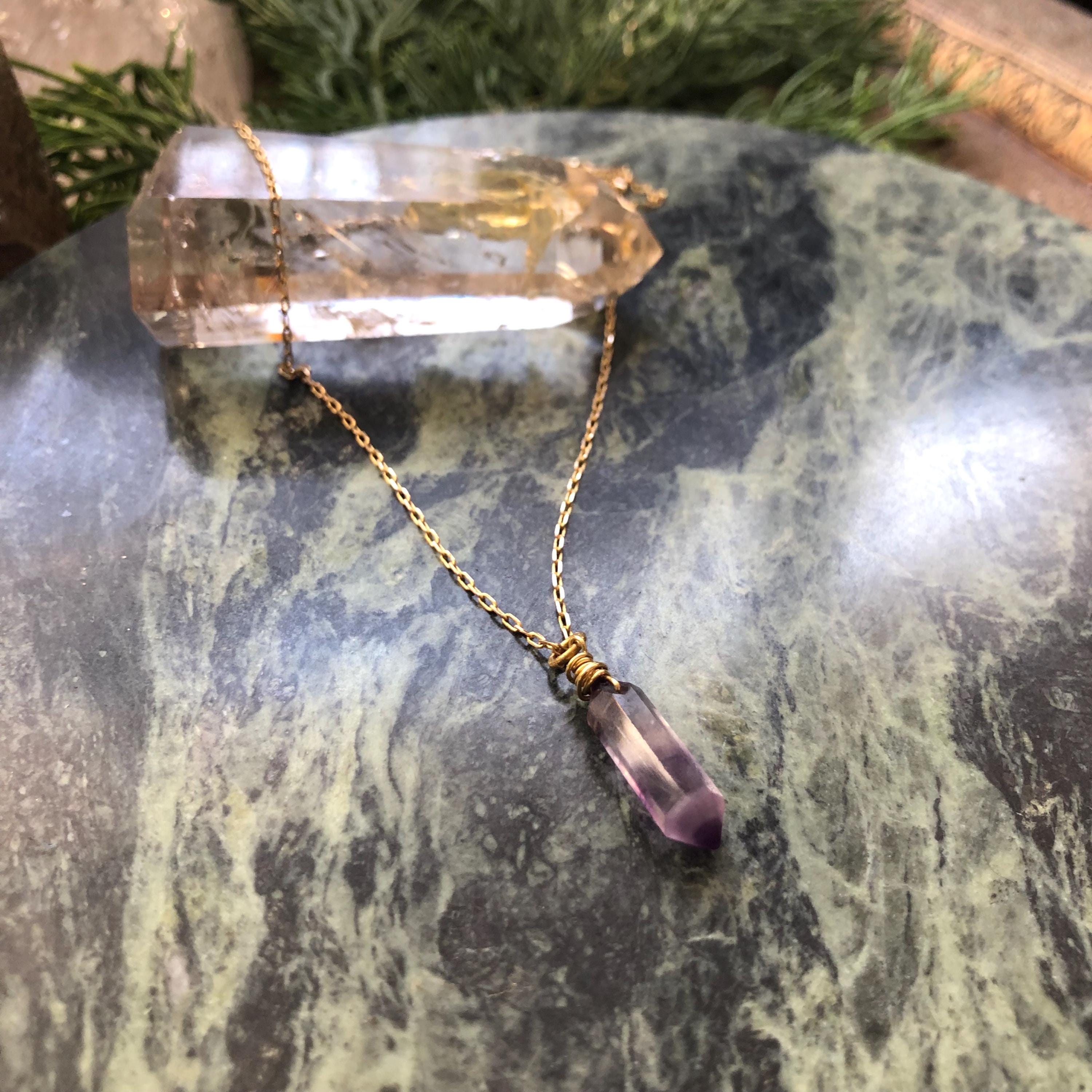 Fluorite And Brass Layering Necklace