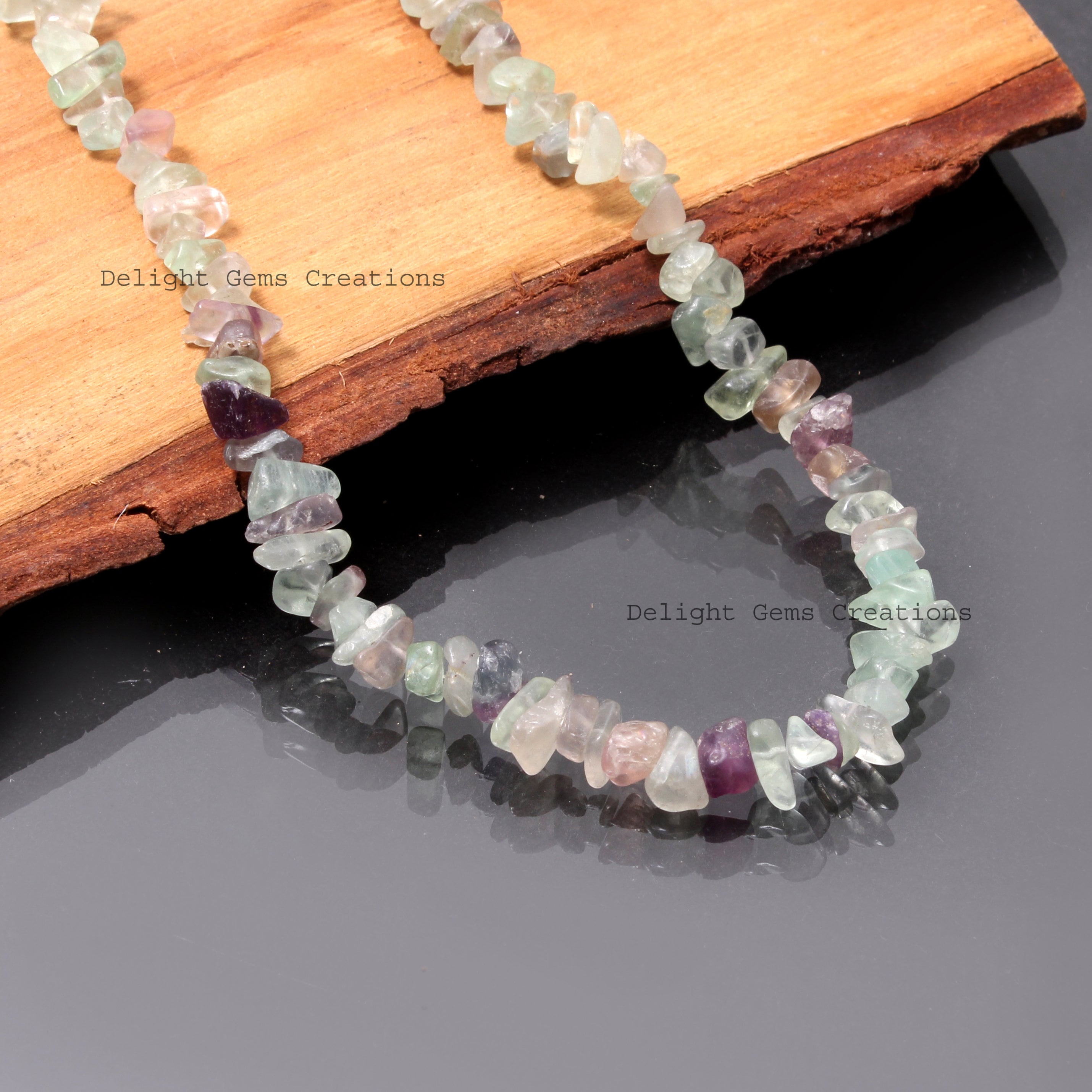 Fluorite Chip Nuggets Necklace, 5mm-7mm Multi Fluorite Raw Uncut Chips Beads Necklace, Nuggets Beaded Necklace, 18 Inches Necklace