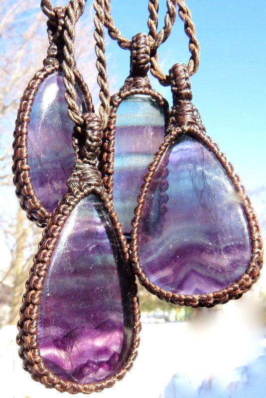 Fluorite Crystal Necklace, Fluorite Jewelry, Fluorite Gemstone, Christmas Gift Ideas, For Her, Fluorite Meaning, Macrame Necklace, For Him