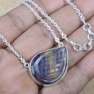 Handmade Fluorite 925 Sterling Silver Necklace: February Birthstone