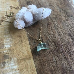 Fluorite Moon And Brass Layering Necklace