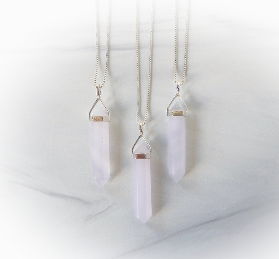 Pink Fluorite Necklace • Sterling Silver Fluorite Point • Gemstone Point • Third Eye Chakra • Layering Necklace • Gemstone Appeal • Gsa
