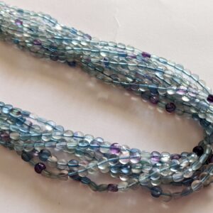 3.5mm Fluorite Faceted Coin Beads, 13 Inches Natural Multi Fluorite Round Coin Beads For Necklace (1 Strand To 5 Strand Option) - Aag68