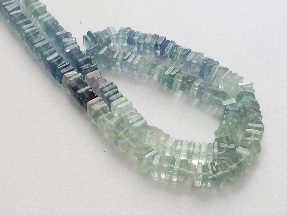 5-5.5mm Fluorite Heishi Beads, Aqua Green Fluorite Plain Heishi Beads, Fluorite Spacer, Fluorite For Jewelry (8in To 16in Options) - Agp183