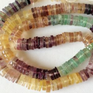 6.5mm Fluorite Spacer Beads, Fluorite Heishi, Multi Fluorite Spacer Beads For Jewelry, 7 Inches Fluorite Beads For Necklace - Nnsp404