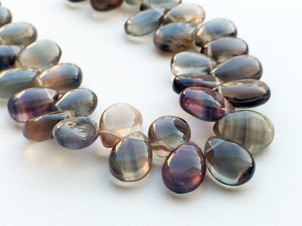 9x13mm Approx., Fluorite Beads, Rare Fluorite Plain Pear Briolettes, Fluorite Plain Pear Beads For Jewelry (4in T0 8in Options)
