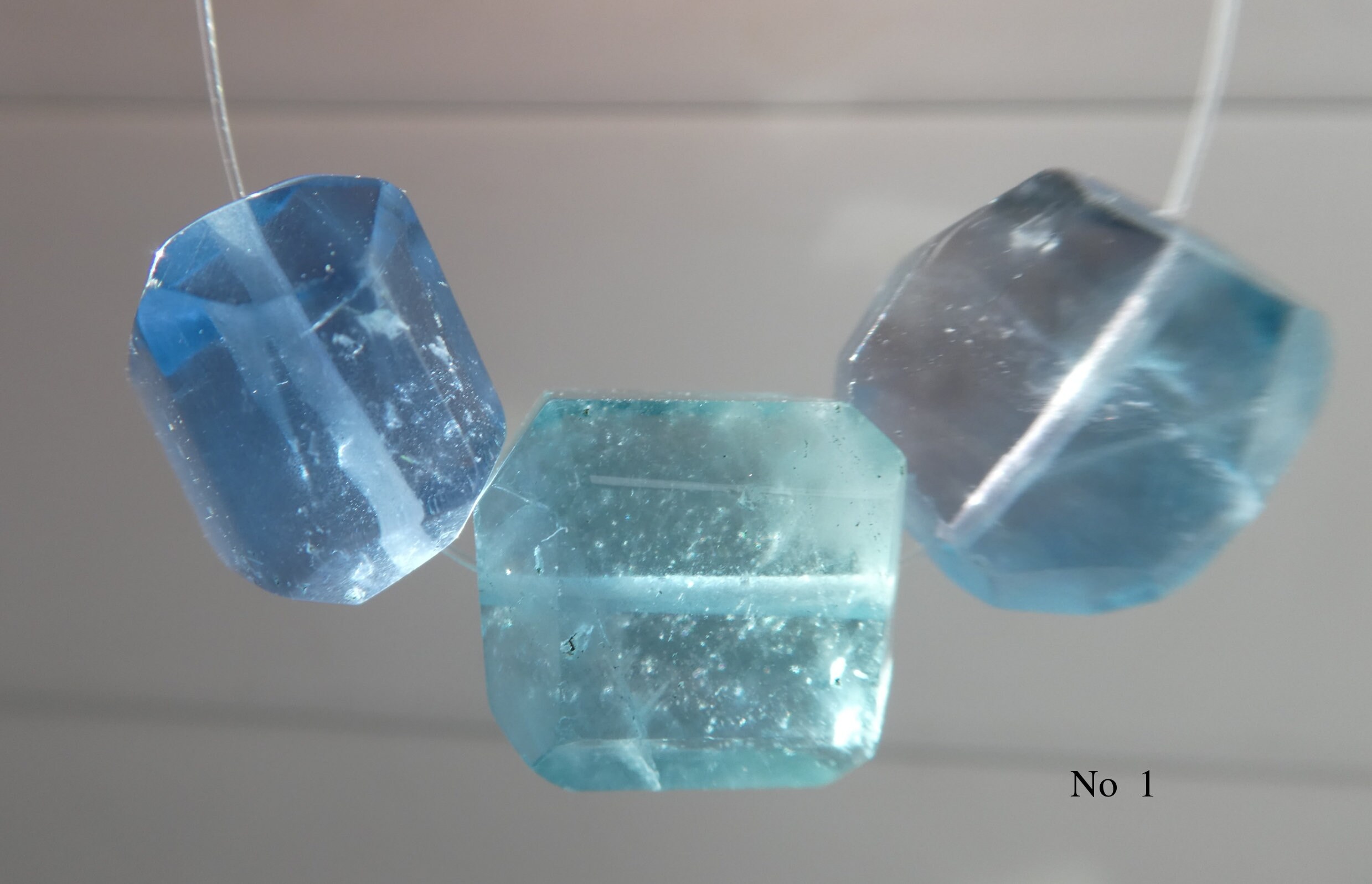 Blue Green Fluorite Rectangle 10-13mm Beads -3 Focal Natural Pcs- Jewelry Making-gemstone Craft Beads