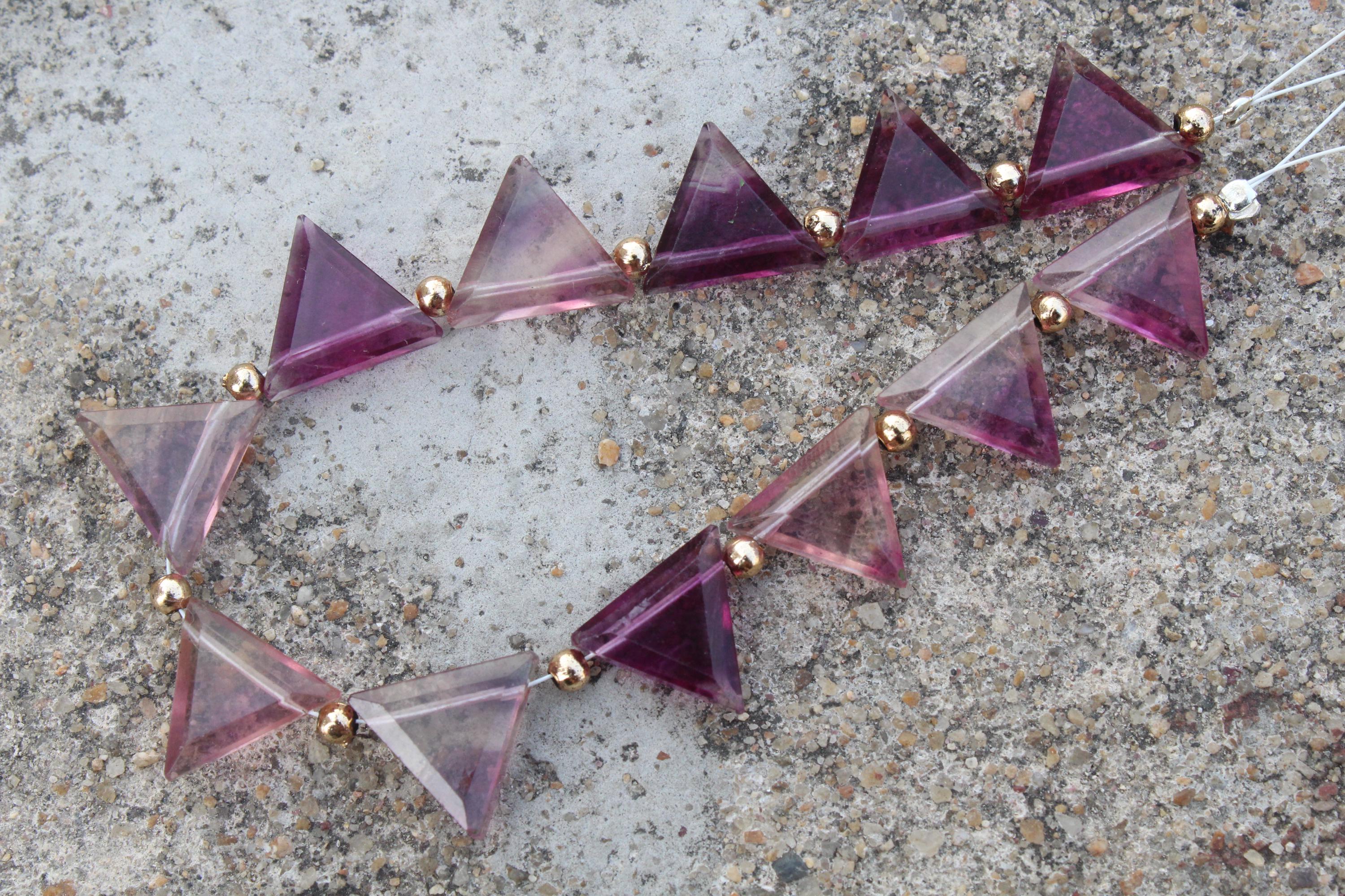 Fluorite Gemstone Faceted Briolette Beads | 10 Piece Triangle Shape I Size- 13-14 Mm | Jewelry Setting (c434)