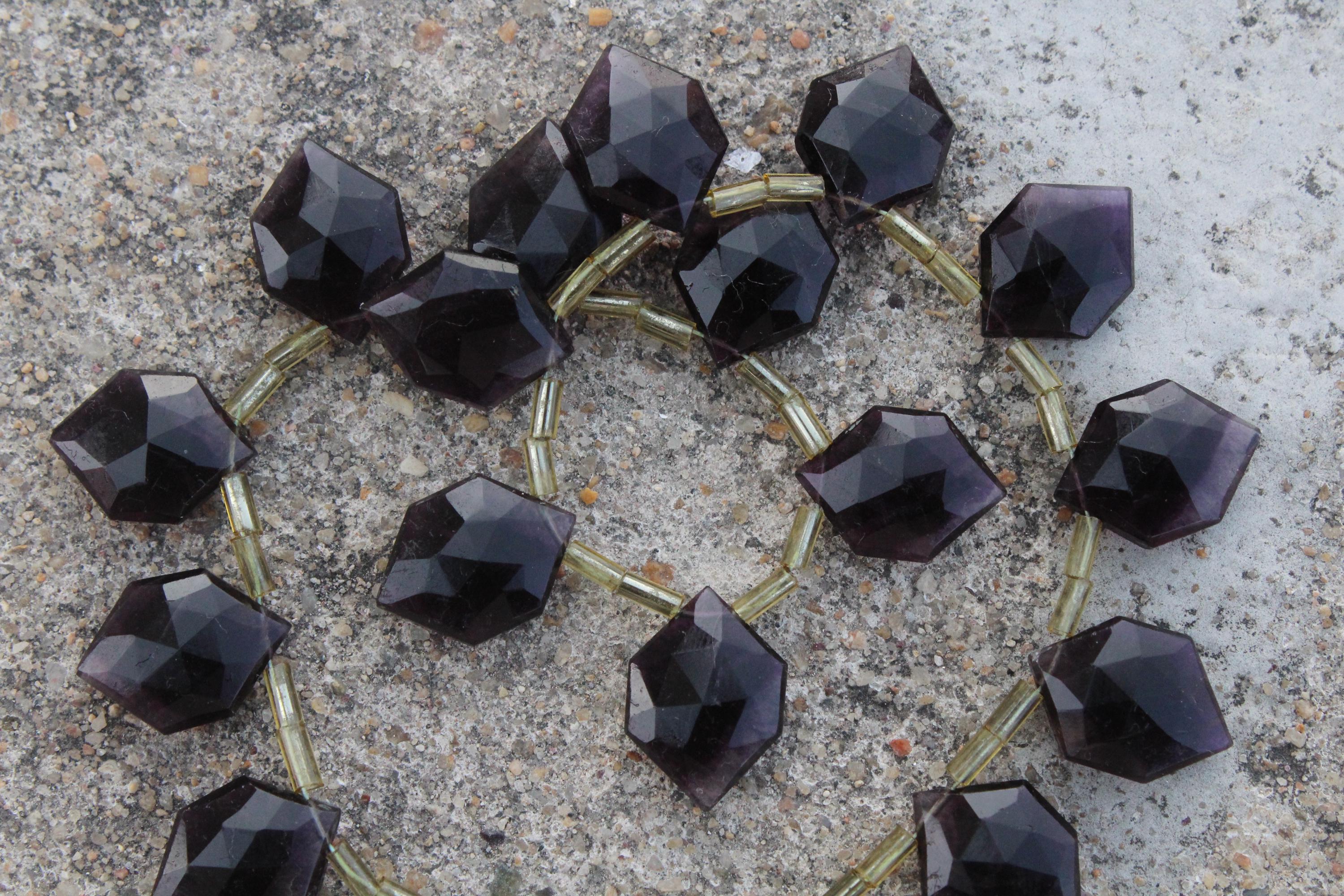Fluorite Gemstone Faceted Briolette Beads I 10 Pieces Hexagon-shaped I Size 12x17 Mm App. I Jewelry Setting [c397]
