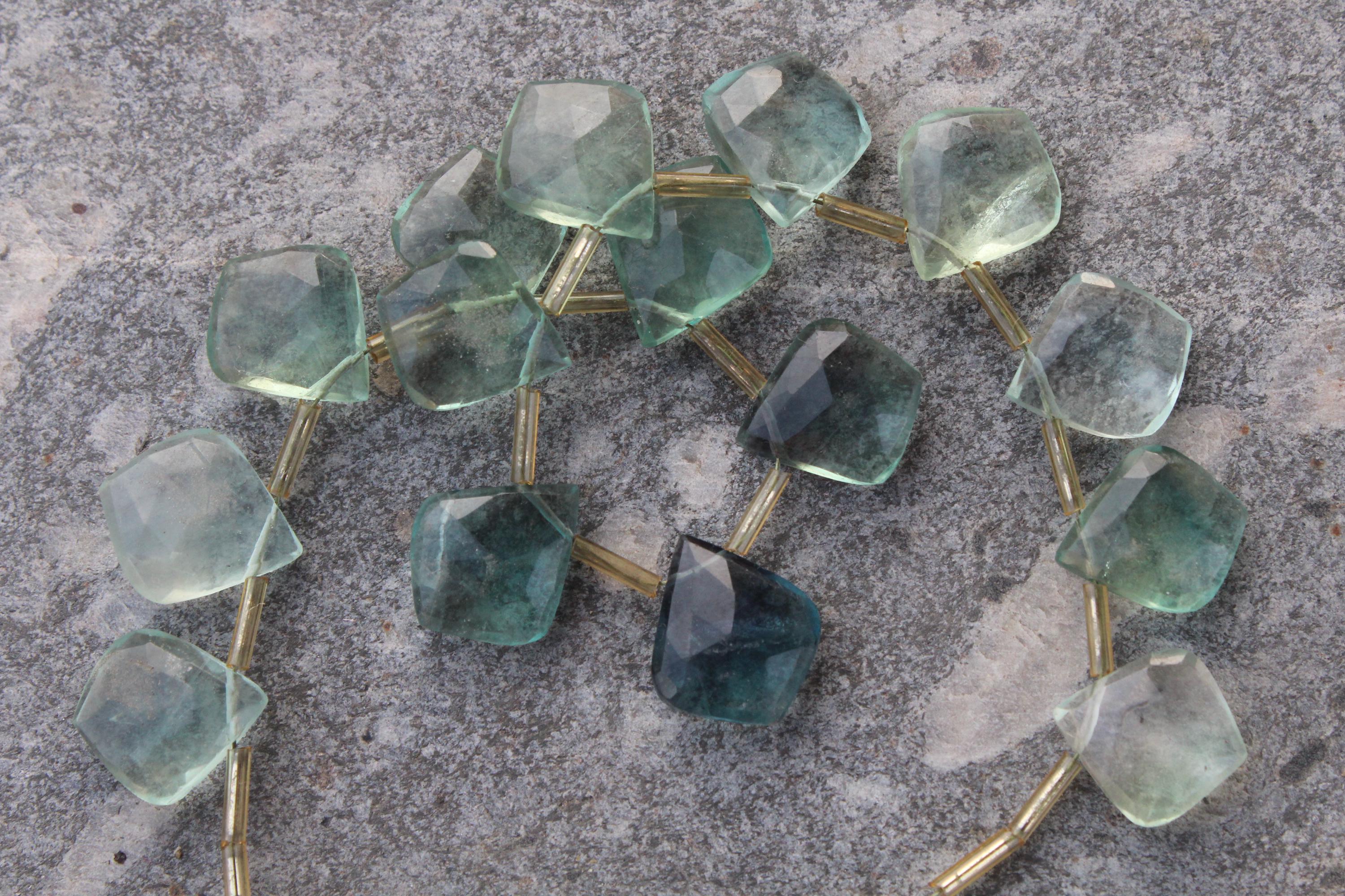 Fluorite Gemstone Faceted Briolette Beads | 15 Piece Leaf-shaped | Size—15-16 Mm | Jewelry Making (c540) Fluorite Gemstone Faceted Briolette Beads | 15 Piece Leaf-shaped | Size—15-16 Mm | Jewelry Making (c540)