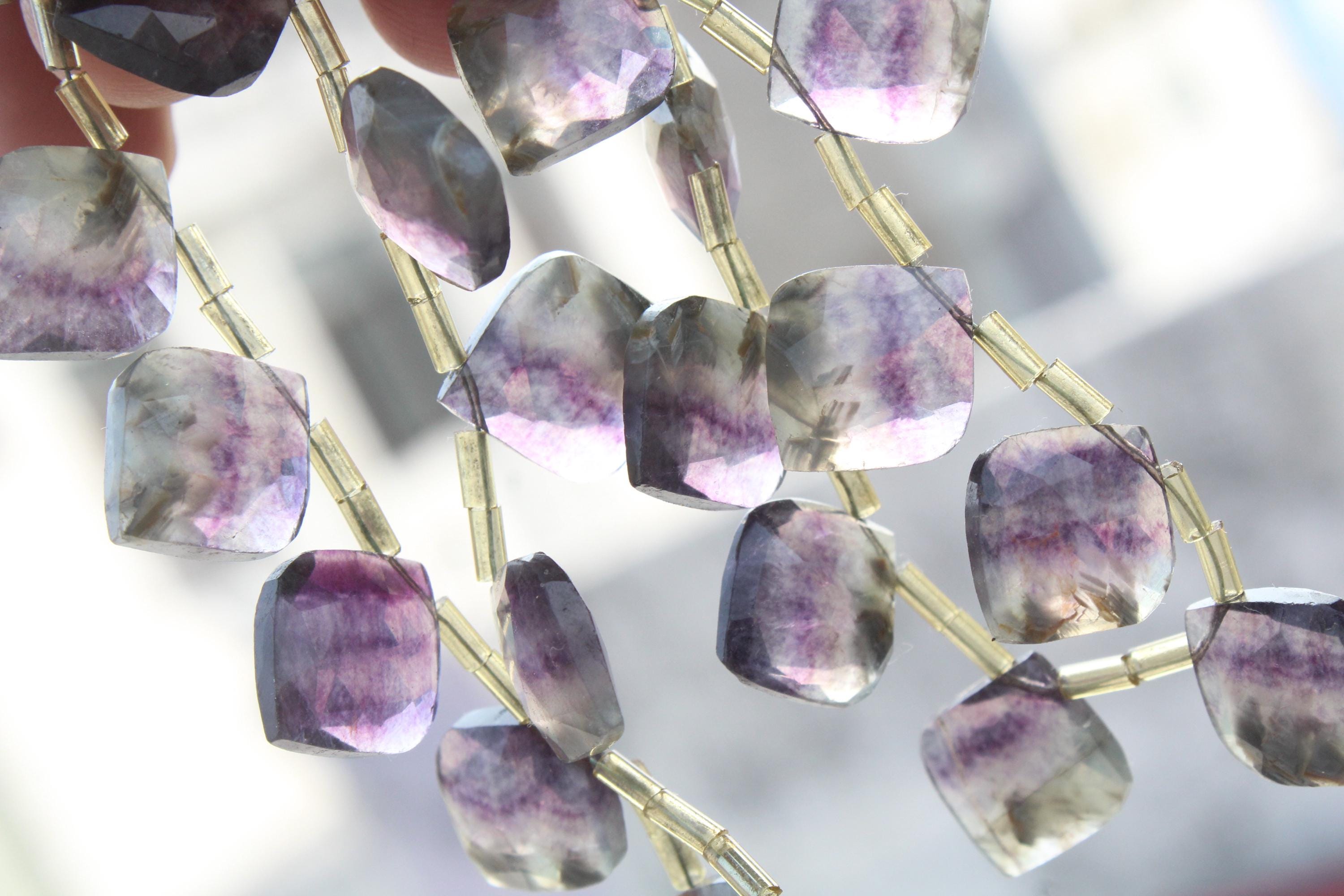 Fluorite Gemstone Faceted Briolette Beads | 10 Piece Leaf-shaped | Size—14x17 Mm | Jewelry Making (c539) Fluorite Gemstone Faceted Briolette Beads | 10 Piece Leaf-shaped | Size—14x17 Mm | Jewelry Making (c539)