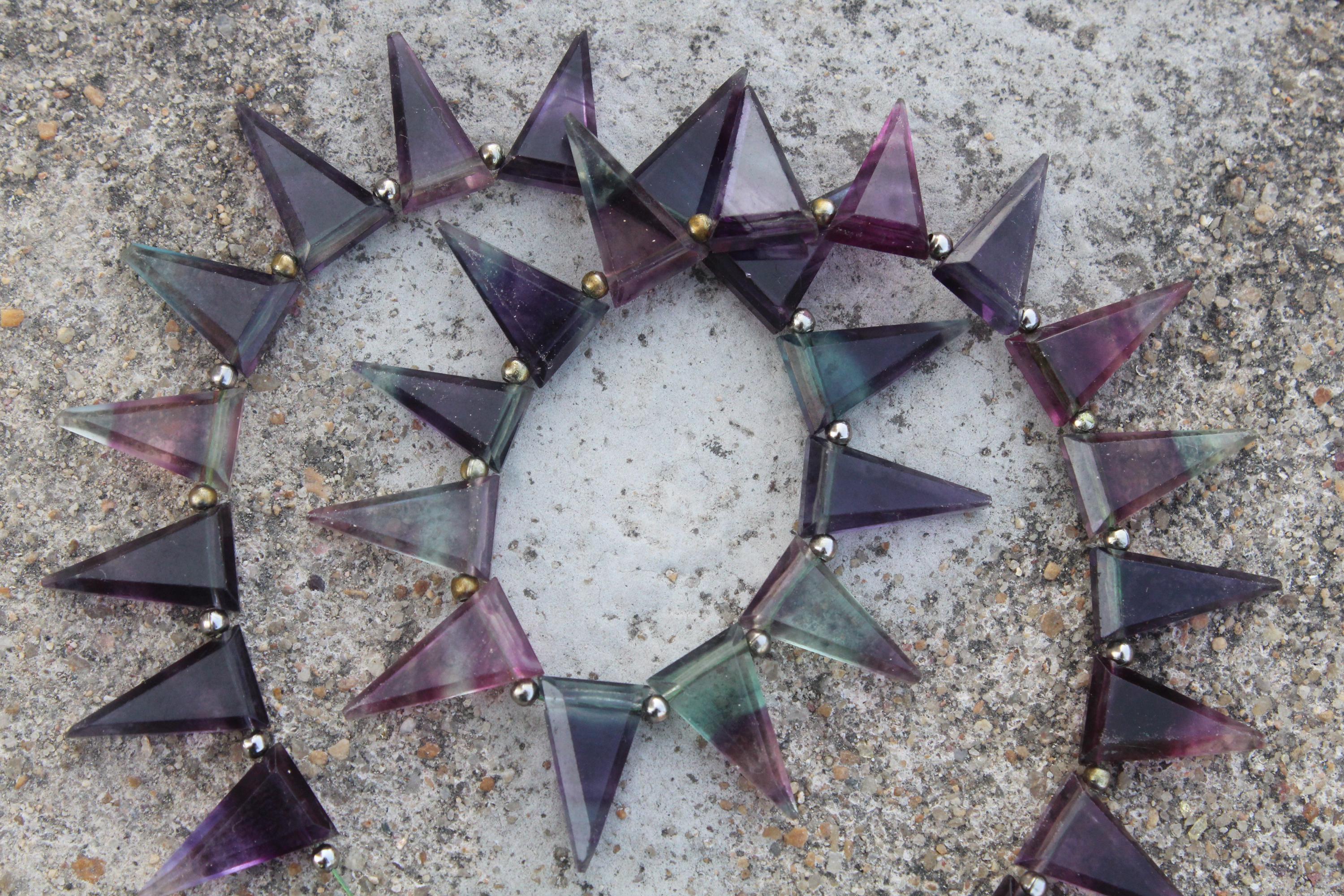 Fluorite Gemstone Faceted Briolette Beads | 10 Piece Triangle-shape I Size-9x16 Mm | Jewelry Setting (c466) Fluorite Gemstone Faceted Briolette Beads | 10 Piece Triangle-shape I Size-9x16 Mm | Jewelry Setting (c466)