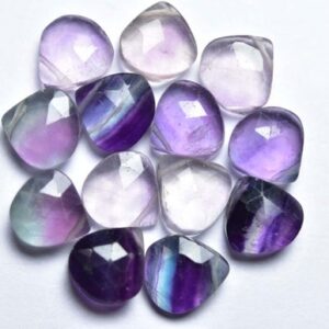 Fluorite Heart Beads - 10 Pcs - Natural Beautiful Faceted Fluorite Side Drilled Heart Briolette - Size Is 9 - 9.5 Mm #2123 Fluorite Heart Beads - 10 Pcs - Natural Beautiful Faceted Fluorite Side Drilled Heart Briolette - Size Is 9 - 9.5 Mm #2123