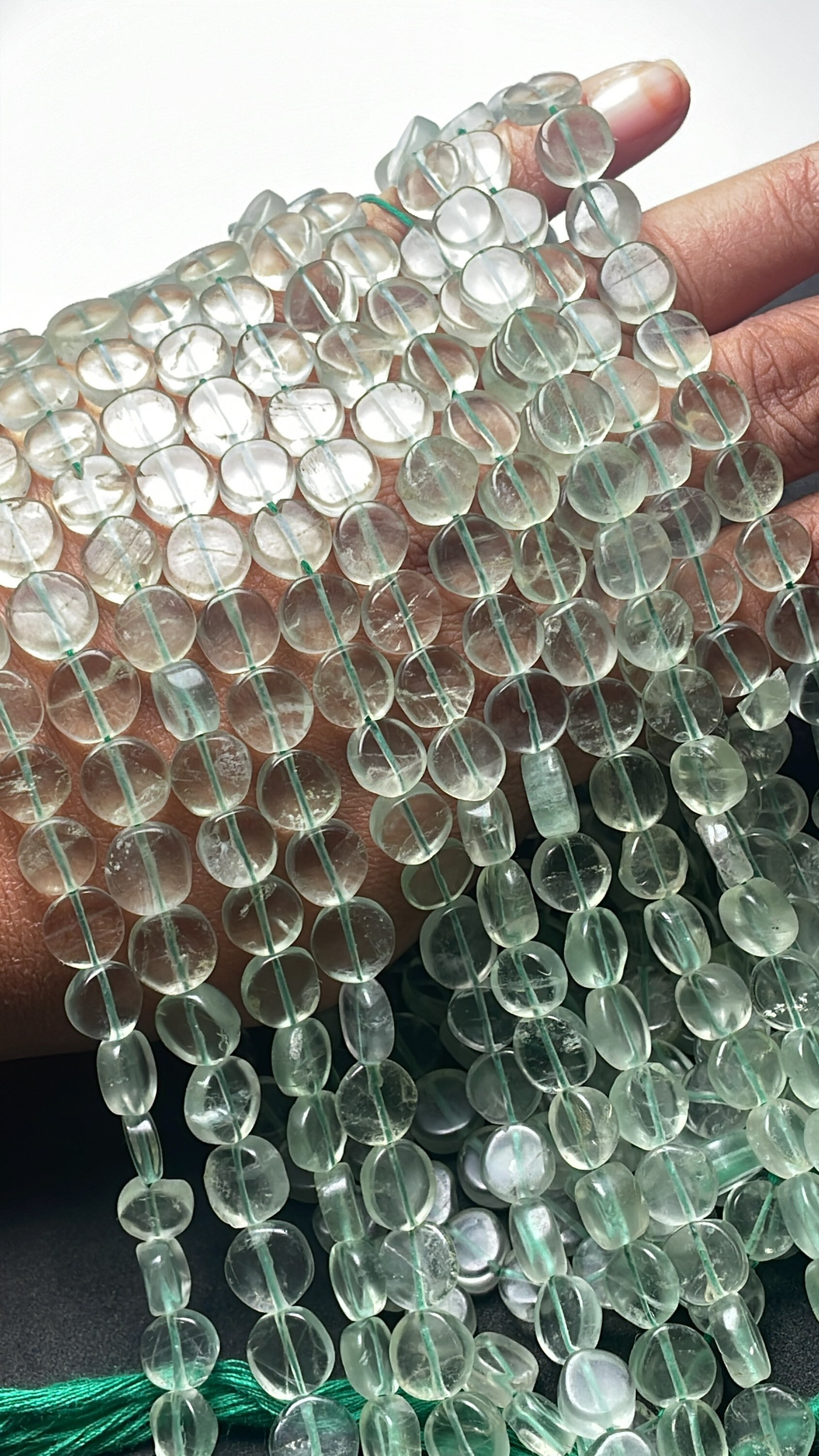 Independence Day Sale Green Flourite Coin Shaped Beads 13 Inches Natural Flourite 7.5-8.5 Mm Approx For Jewelry Making An Amazing Item