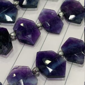 New Brand- Natural 10/16 Mm Hexagon Multi Fluorite Briolette Gemstone Beads, 8 Inches Strand Fluorite Beads An Amazing Item, Loose Beads