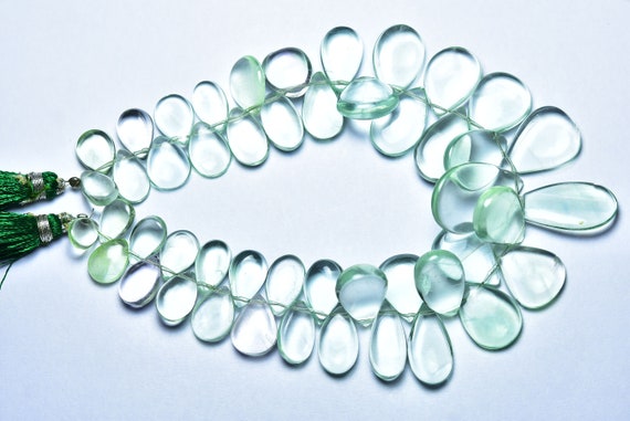 Fluorite Pear Beads - 9.5 Inches - Super Quality Natural Smooth Beautiful Fluorite Briolette - Size Is 7x10 - 13x25 Mm #2747